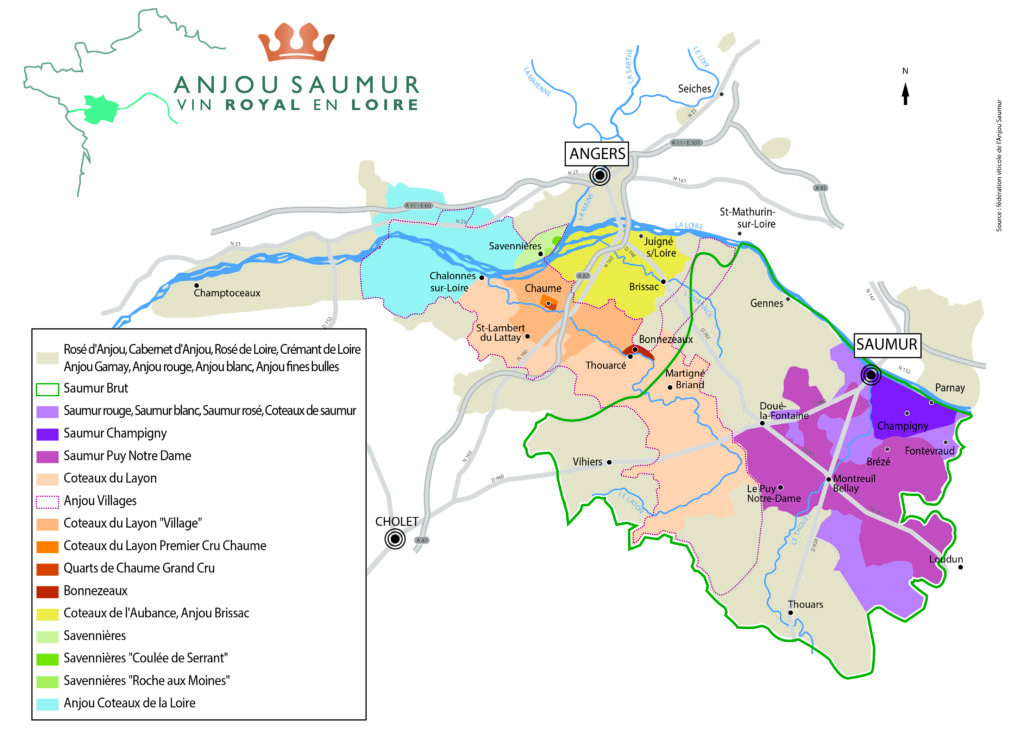 carte vignoble Anjou Saumur 